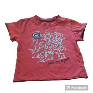 OshKosh Size 2T Red Graphic Fish Short Sleeve 100% Cotton Children's T-Shirt